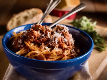 A bowl of spaghetti bolognaise